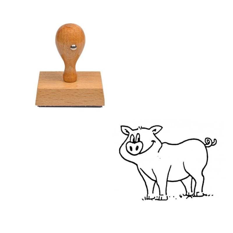 Tampon animaux Cochon en bois — vue 1