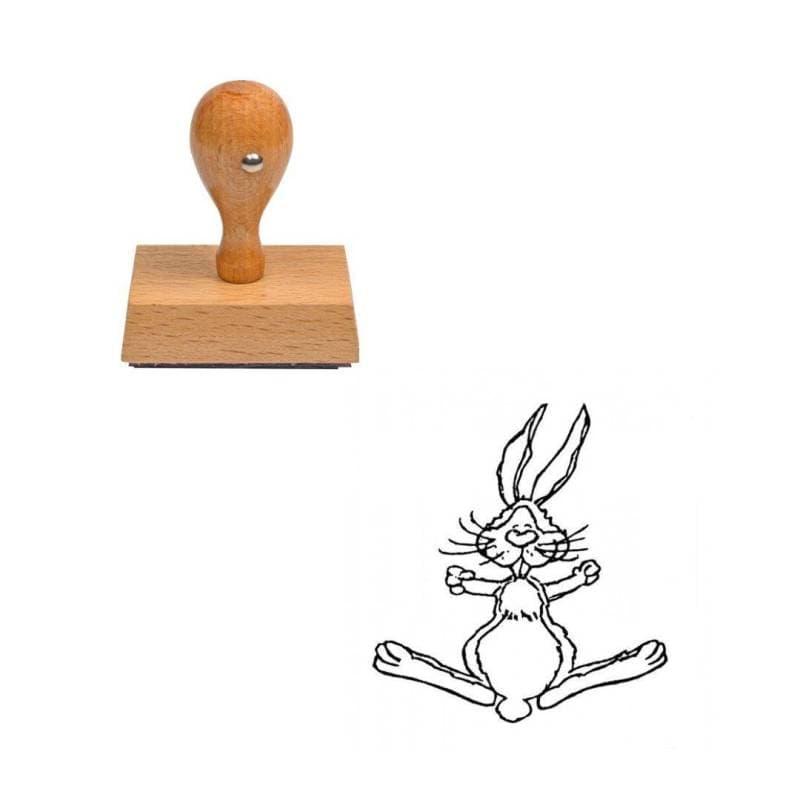 Tampon animaux Lapin de face en bois — vue 1
