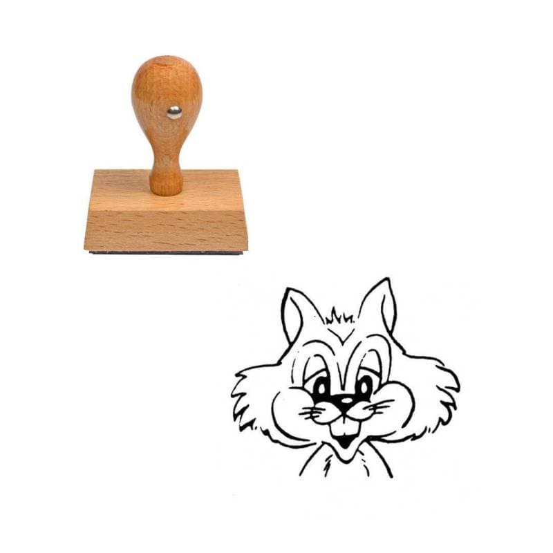 Tampon animaux Chat dessin animé en bois — vue 1