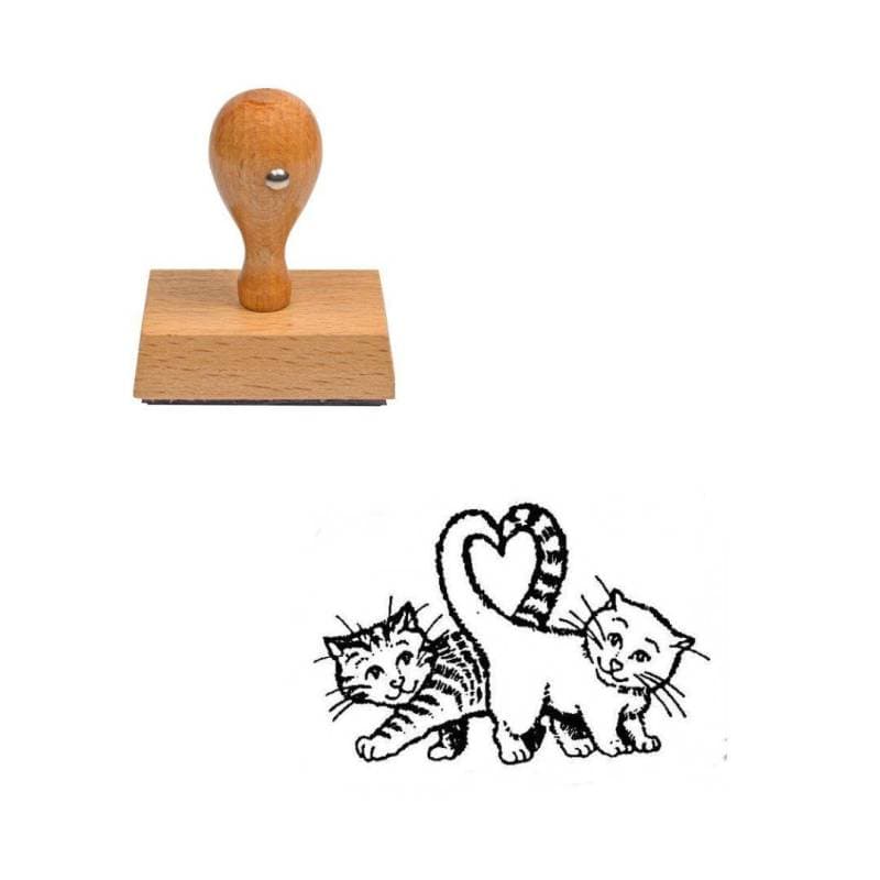 Tampon animaux Chaton amoureux en bois — vue 1