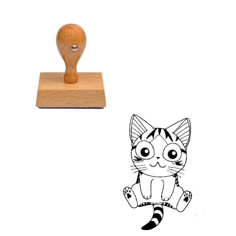 Tampon animaux Chaton assis en bois — vue 1