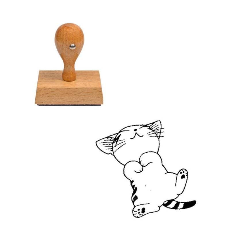 Tampon animaux Chaton endormi en bois — vue 1
