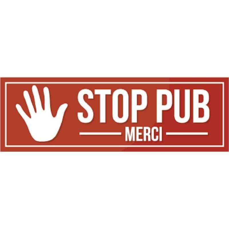 Plaque STOP PUB main — vue 1