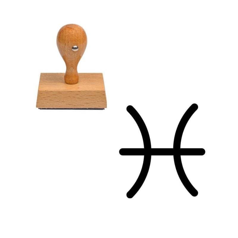Tampon astrologique symbole Poisson en bois — vue 1