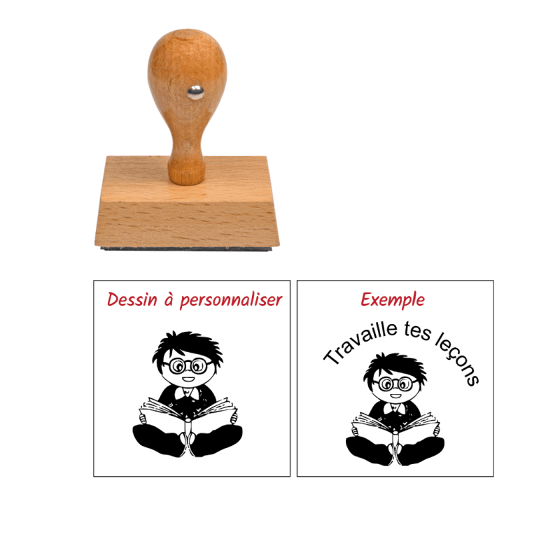 Tampon enseignant fait seul en bois à personnaliser n°62 — vue 1