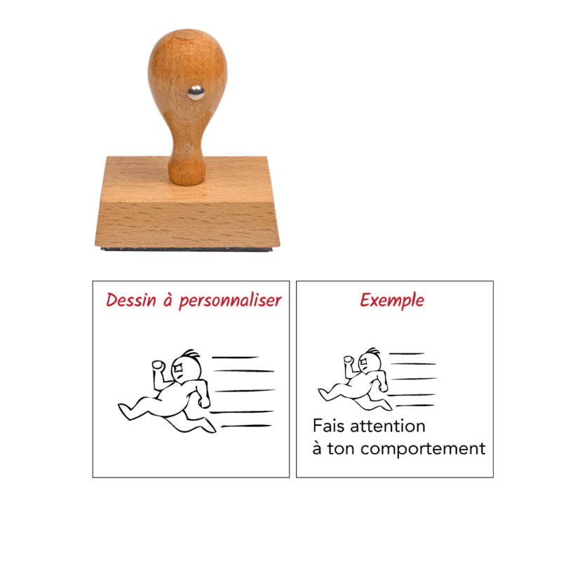 Tampon enseignant s'entraîner en bois à personnaliser n°65 — vue 1