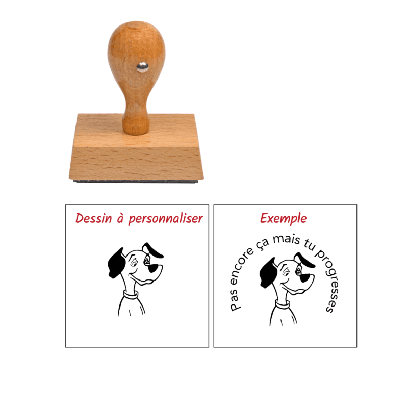 Tampon enseignant mieux dalmatien en bois à personnaliser n°83 — vue 1