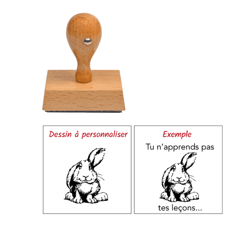 Tampon enseignant continue tes efforts lapin en bois à personnalisé n°84 — vue 1