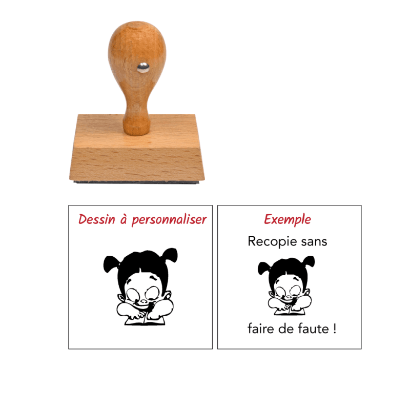 Tampon enseignant exercice pas terminé élève en bois à personnaliser n°90 — vue 1