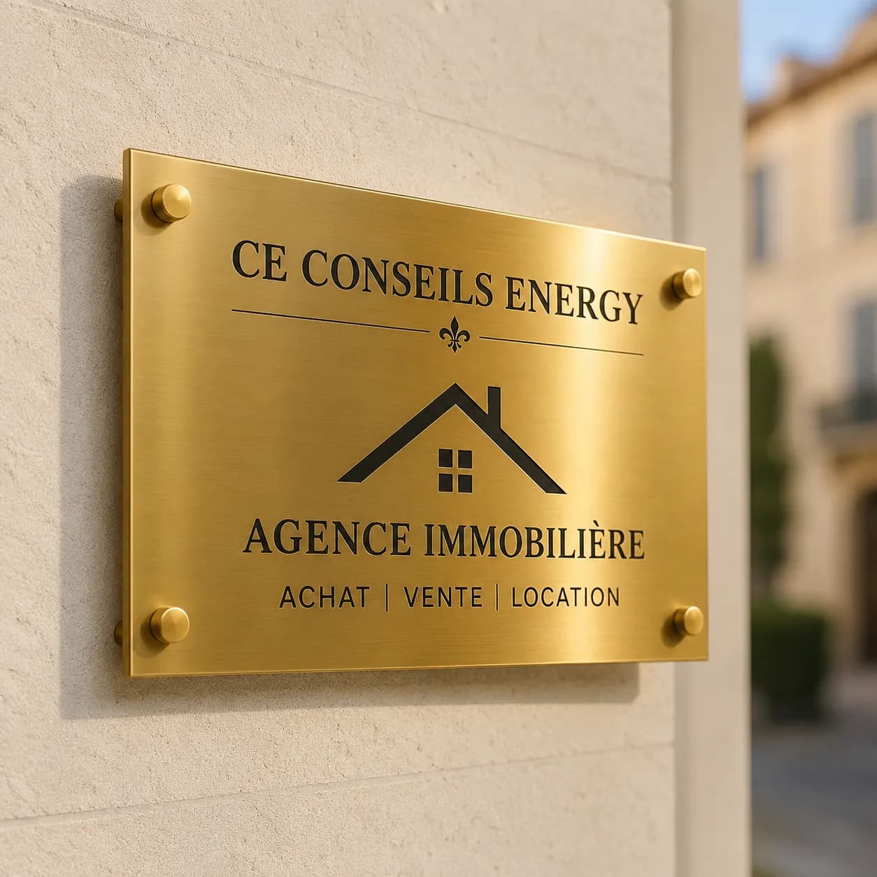 Plaque professionnelle gravée dorée