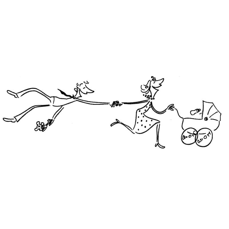 Tampon naissance Parents avec poussette