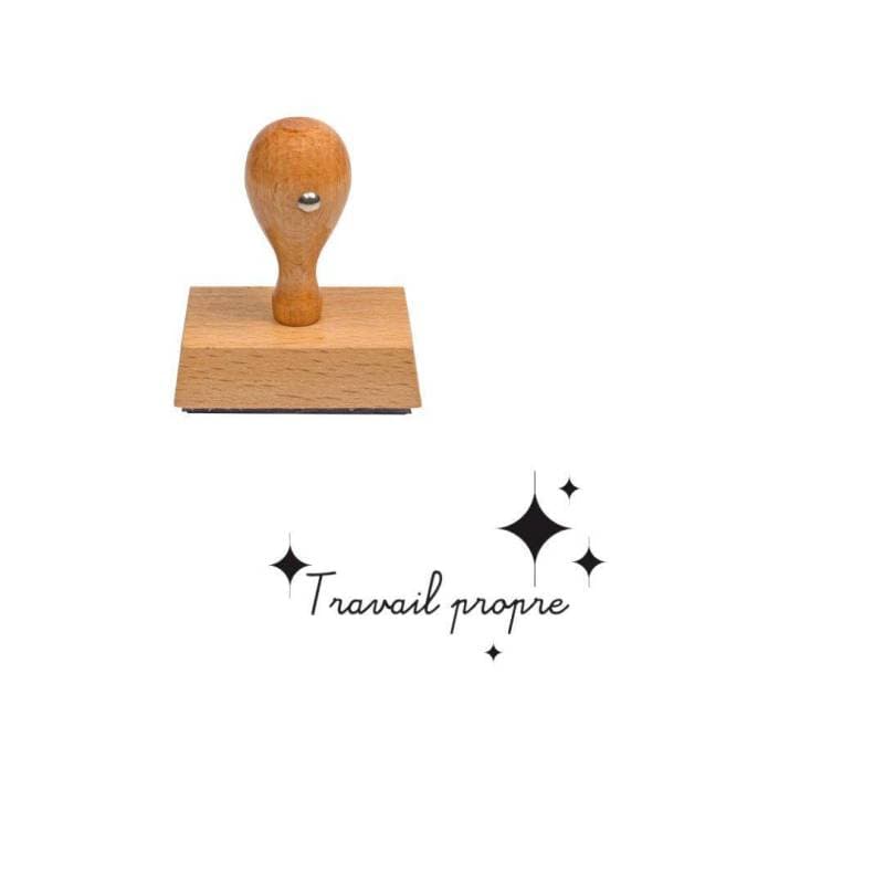 Tampon enseignant travail propre n°15 en bois — vue 1