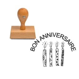 Tampon anniversaire écriture joyeux anniversaire en bois — vue 2
