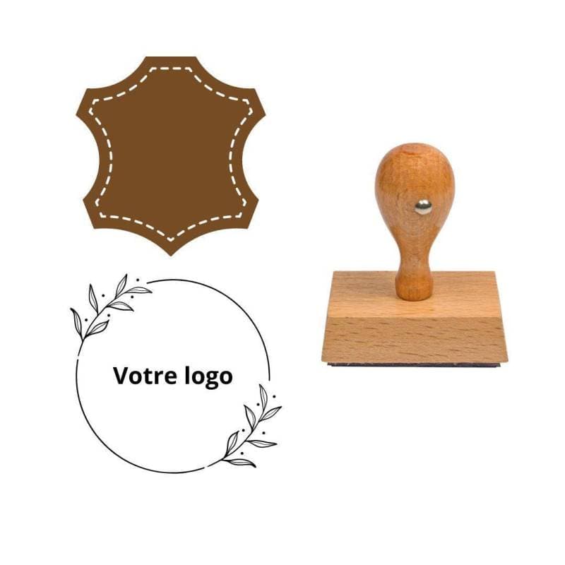 Tampon cuir en bois à personnaliser — vue 1