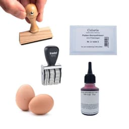 Tampon date et tampon à personnaliser et encre pour les œufs — vue 1