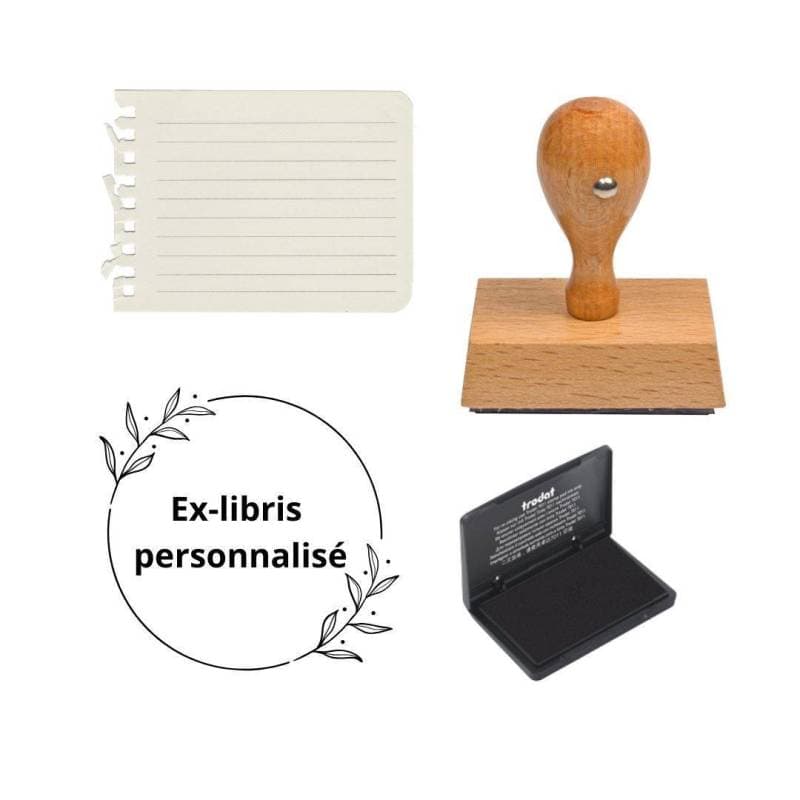 Tampon ex-libris en bois avec un encreur — vue 1