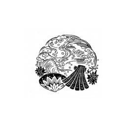 Tampon ex-libris en bois japonais coquillage art — vue 2