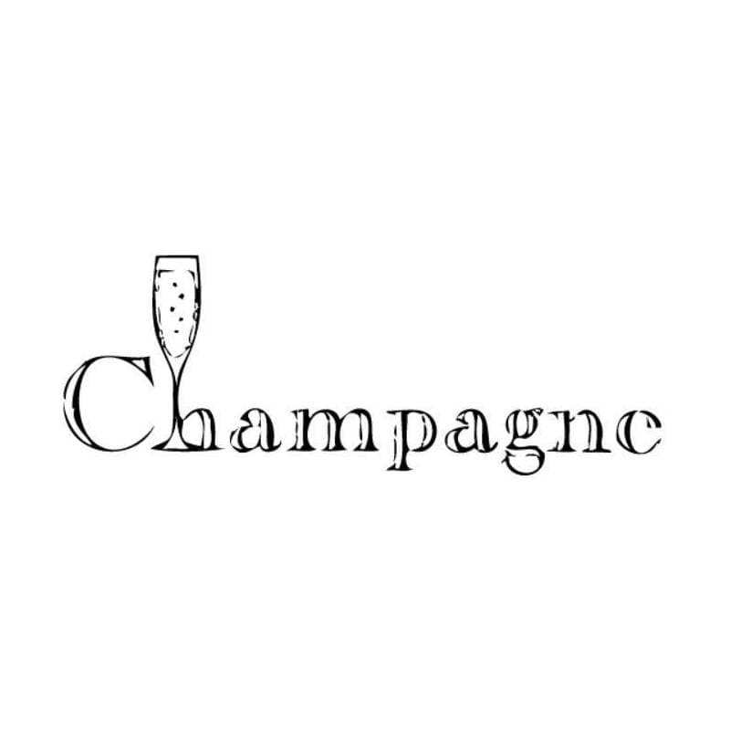 Tampon anniversaire champagne écriture en bois — vue 1