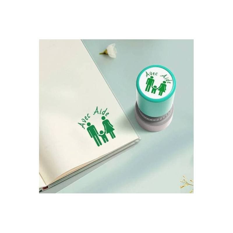 Tampon encreur enseignant Avec aide (vert) — vue 1