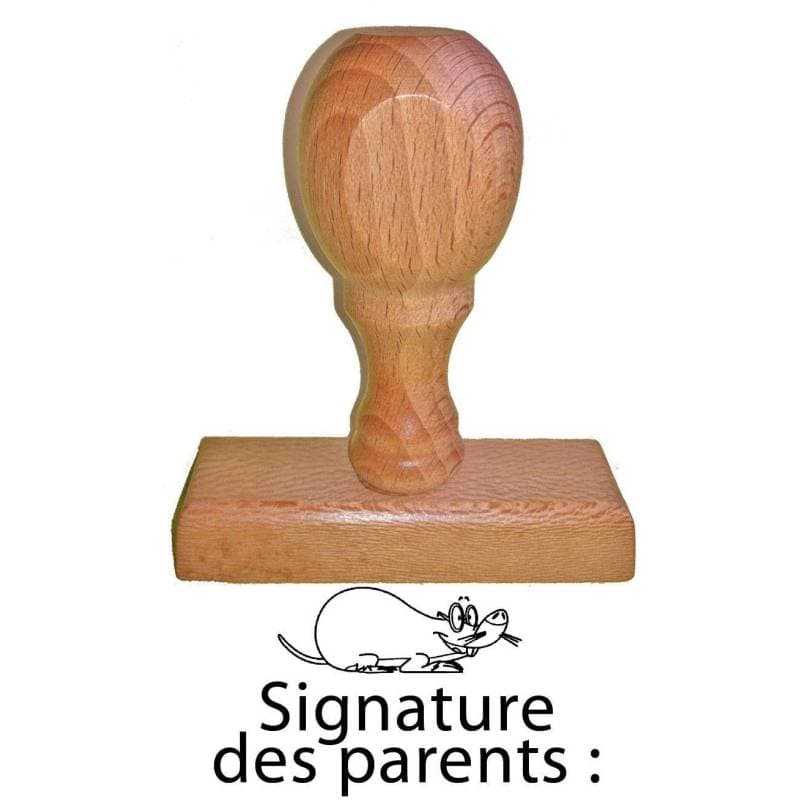 Tampon signature des parents souris en bois — vue 1