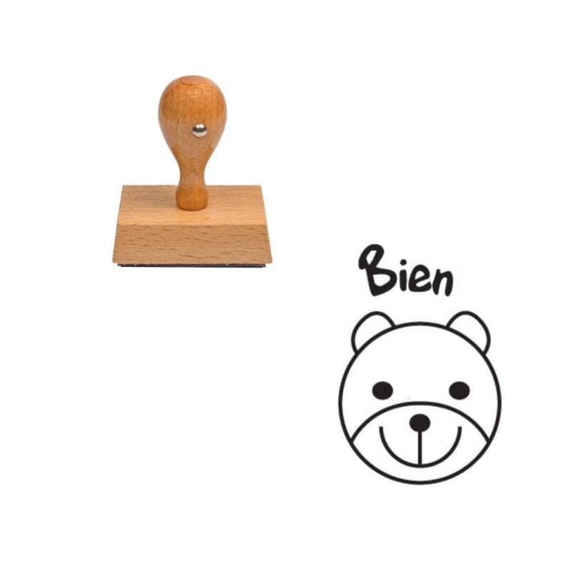 Tampon enseignant ourson bien en bois n°39 — vue 1