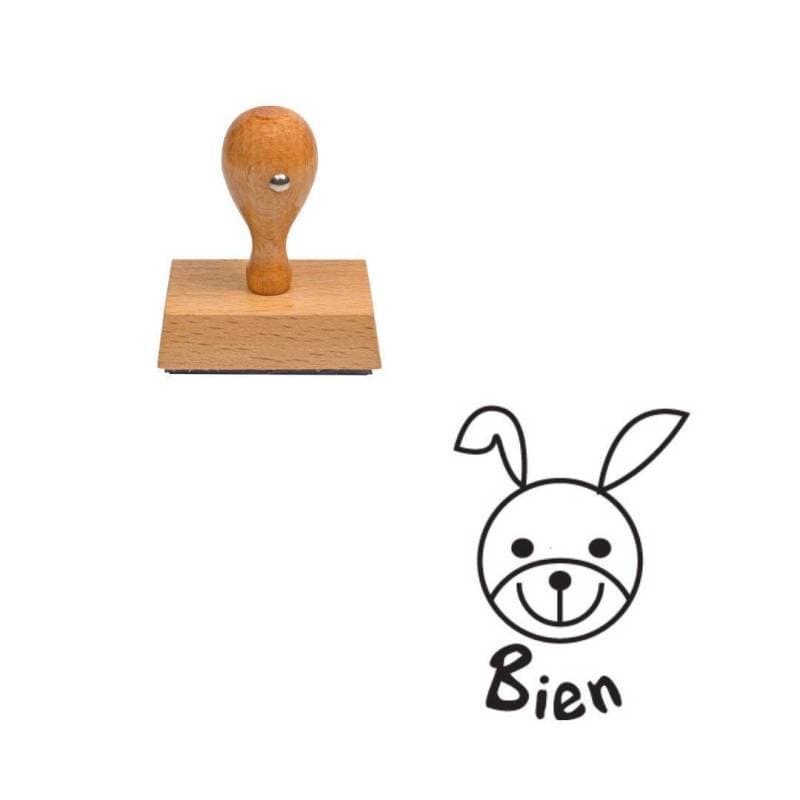 Tampon enseignant lapin bien en bois n°44 — vue 1