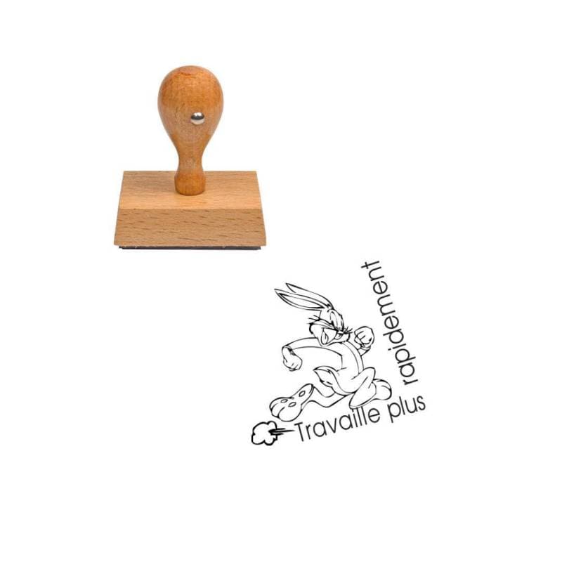 Tampon enseignant travaille plus rapidement en bois n°98 — vue 1