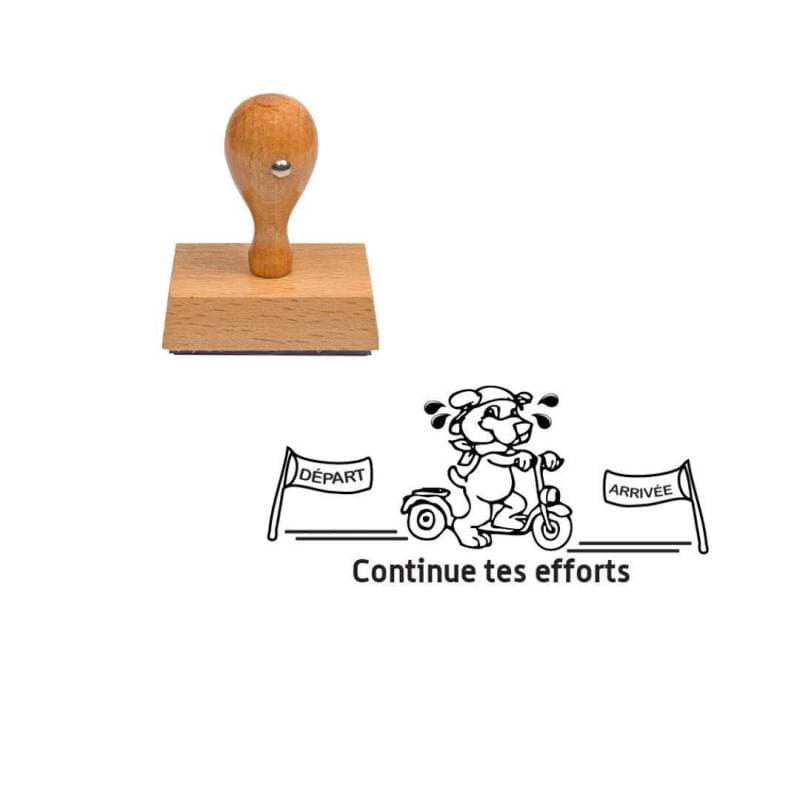 Tampon enseignant continue tes efforts vélo en bois n°110 — vue 1
