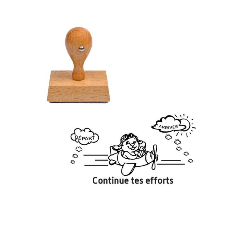 Tampon enseignant continue tes efforts avion en bois n°113 — vue 1