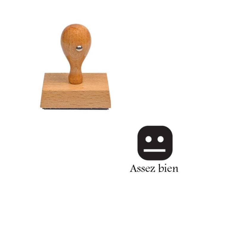 Tampon smiley assez bien en émoticône noir n°164 — vue 1