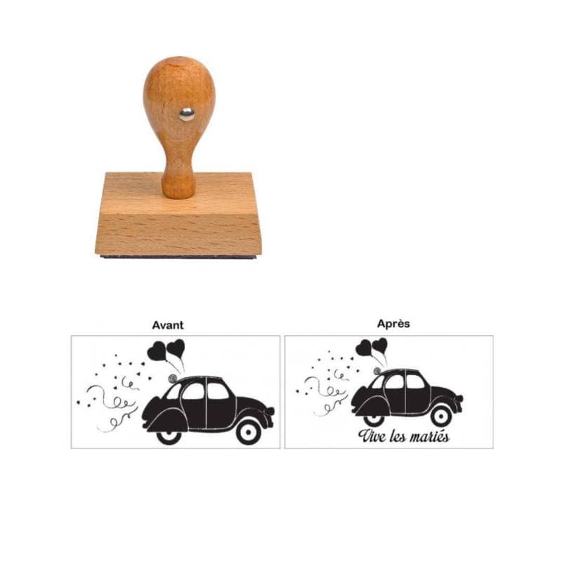 Tampon personnalisé pour mariage voiture 2CV — vue 1