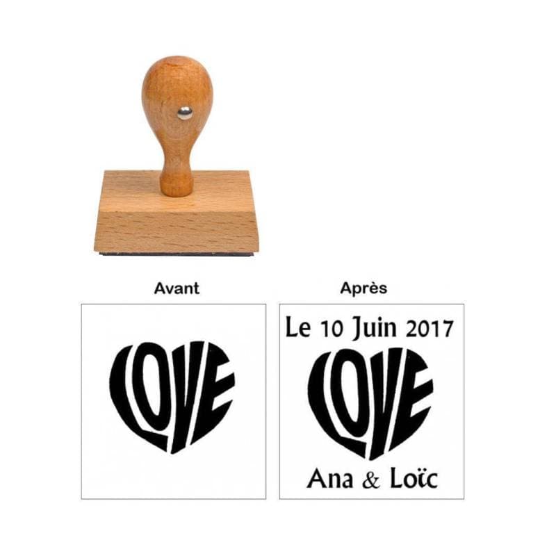 Tampon personnalisé pour mariage Love cœur — vue 1