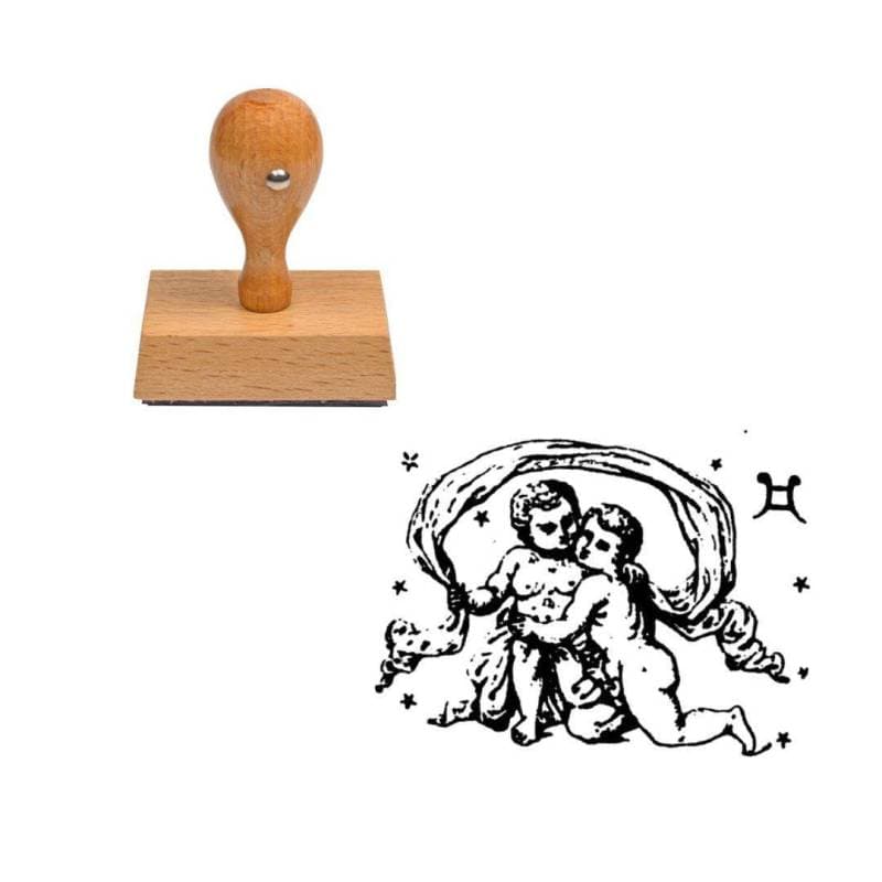 Tampon astrologique Gémeaux en bois — vue 1