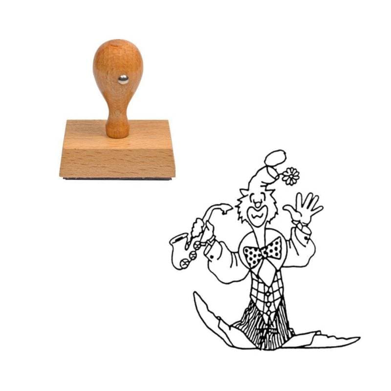 Tampon cirque Clown en bois — vue 1