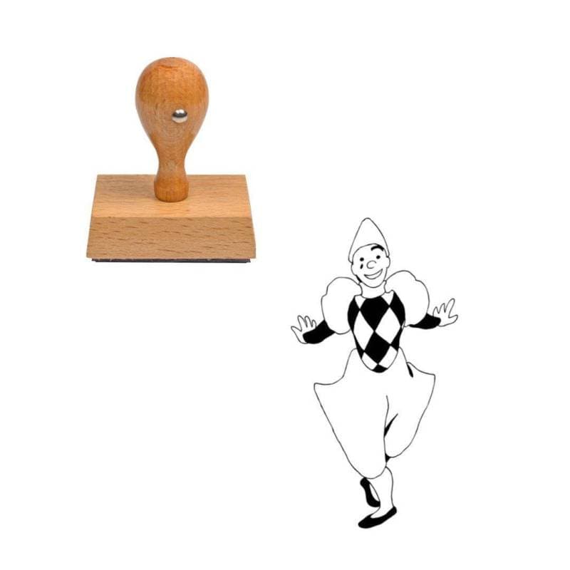 Tampon cirque clown blanc en bois