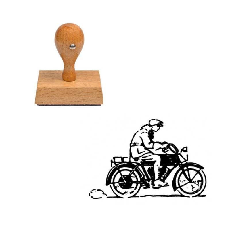 Tampon Motocycliste en bois — vue 1