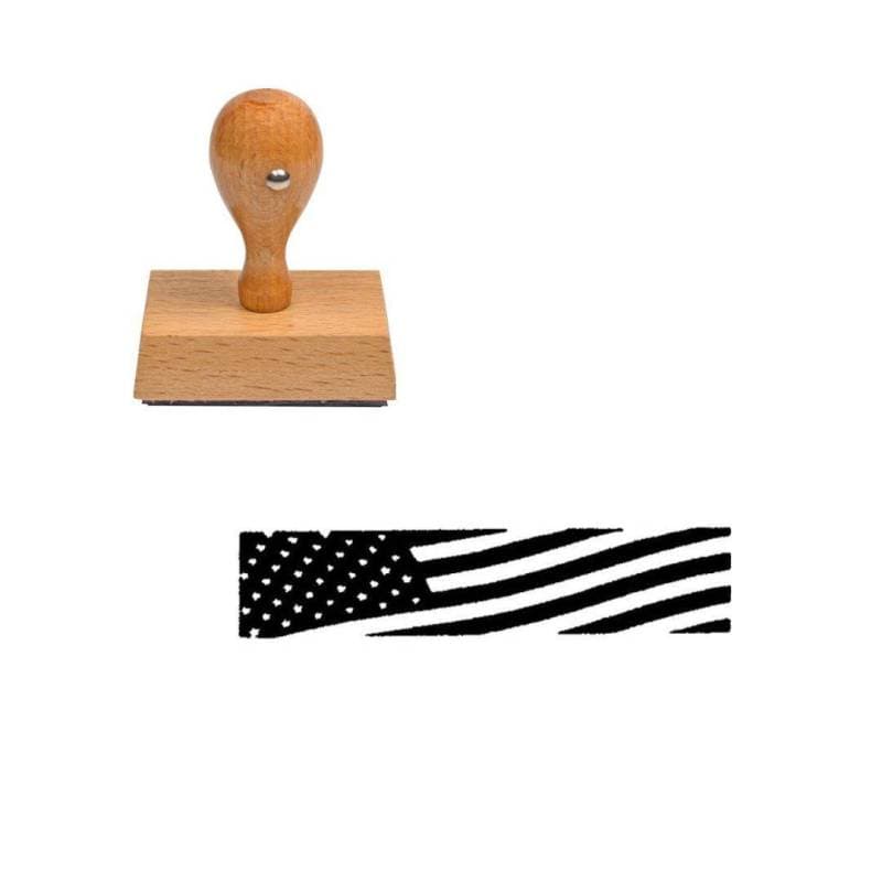 Tampon western Drapeau Américain en bois — vue 1