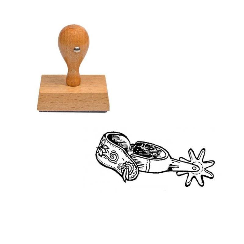 Tampon western Eperon de cowboy en bois — vue 1