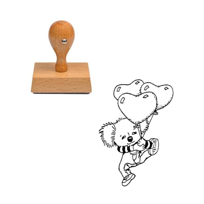 Tampon nounours Koala en coeur en bois — vue 1
