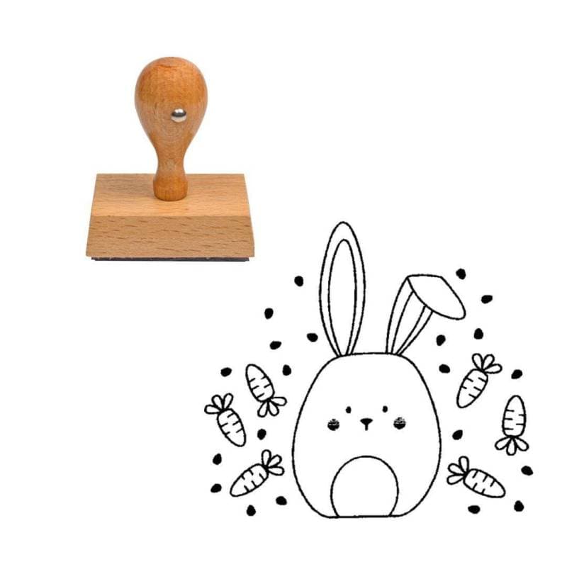 Tampon Pâques avec lapin et ses carottes — vue 1