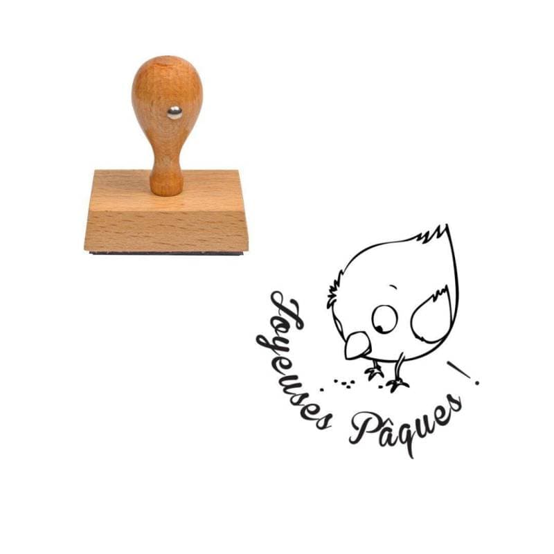 Tampon Pâques Joyeuses Pâques avec une poule — vue 1