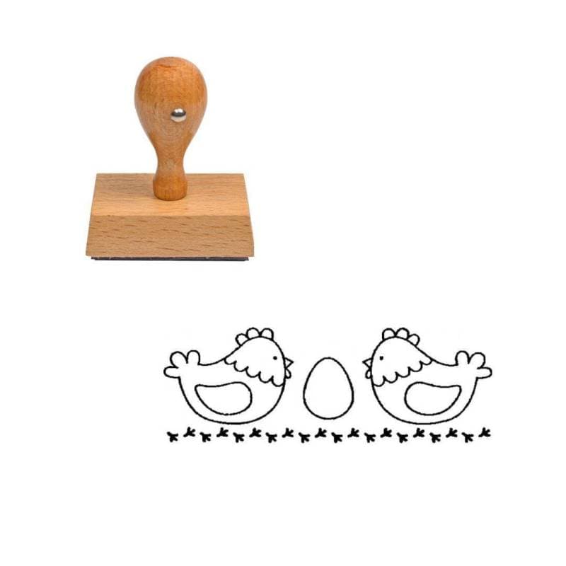 Tampon Pâques 2 poules et un œuf — vue 1