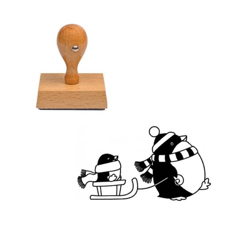Tampon Noël Pingouin et une luge — vue 1