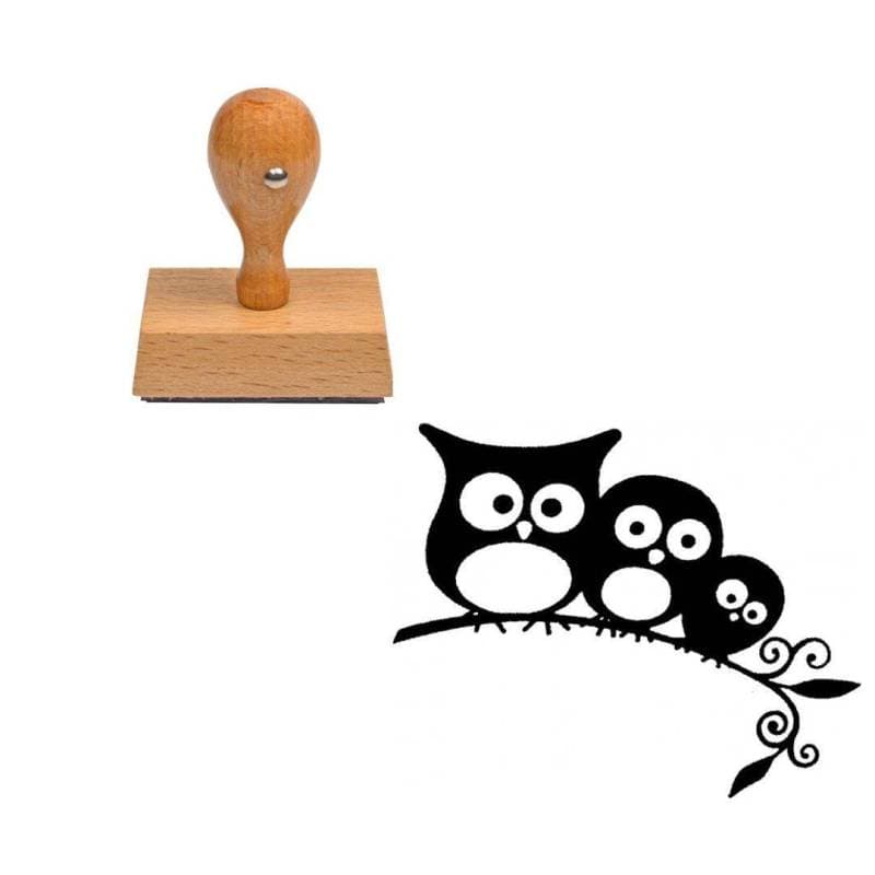Tampon animaux Famille hiboux en bois — vue 1
