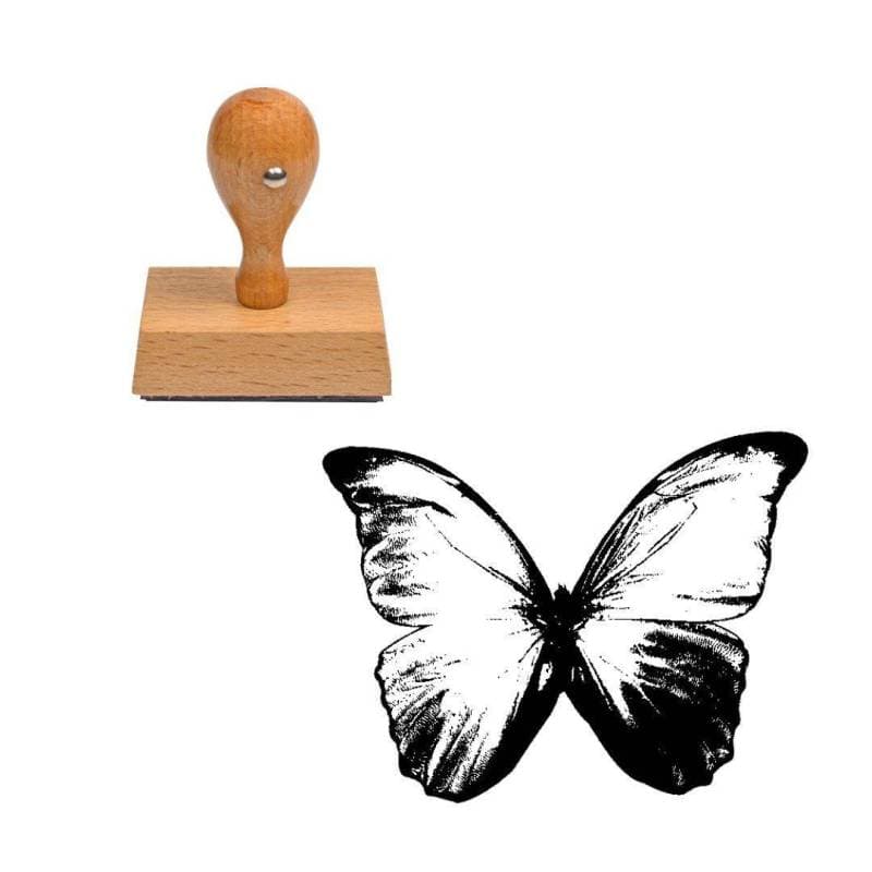 Tampon animaux Papillon en dessin en bois — vue 1