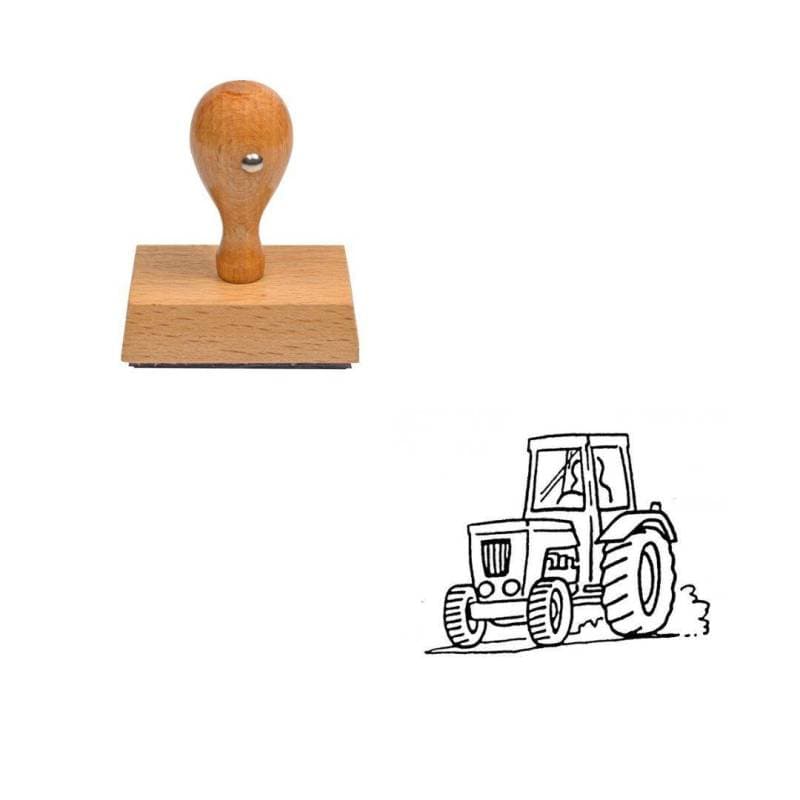 Tampon animaux Tracteur en bois — vue 1