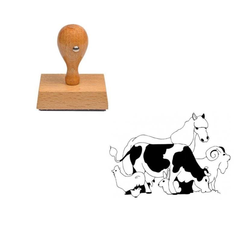 Tampon animaux la vie à la ferme en bois — vue 1