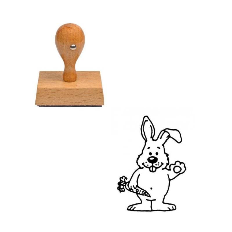 Tampon animaux Lapin qui salue en bois — vue 1