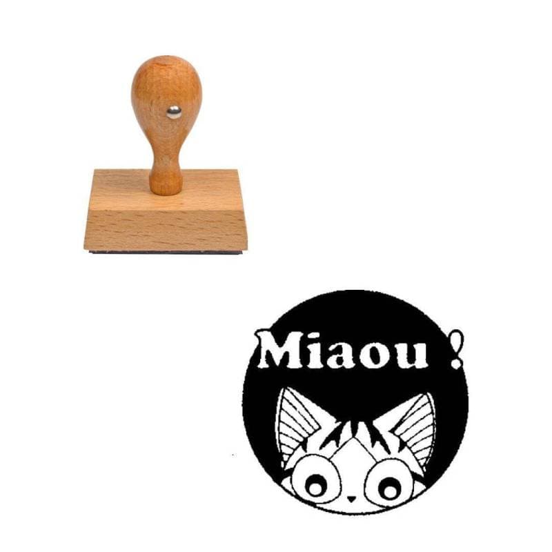 Tampon animaux Miaou en bois — vue 1
