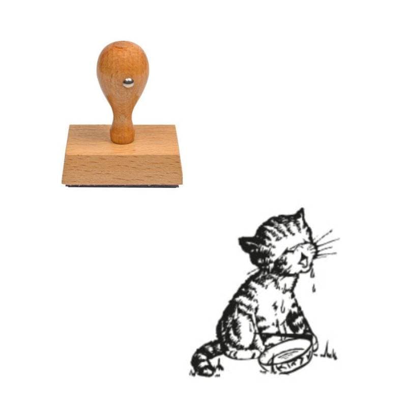 Tampon animaux Chat qui boit en bois — vue 1